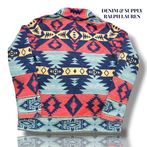 Ralph Lauren Denim & Supply Aztec Design Southwestern Cotton Cardigan Size Large - Picture 3 of 13